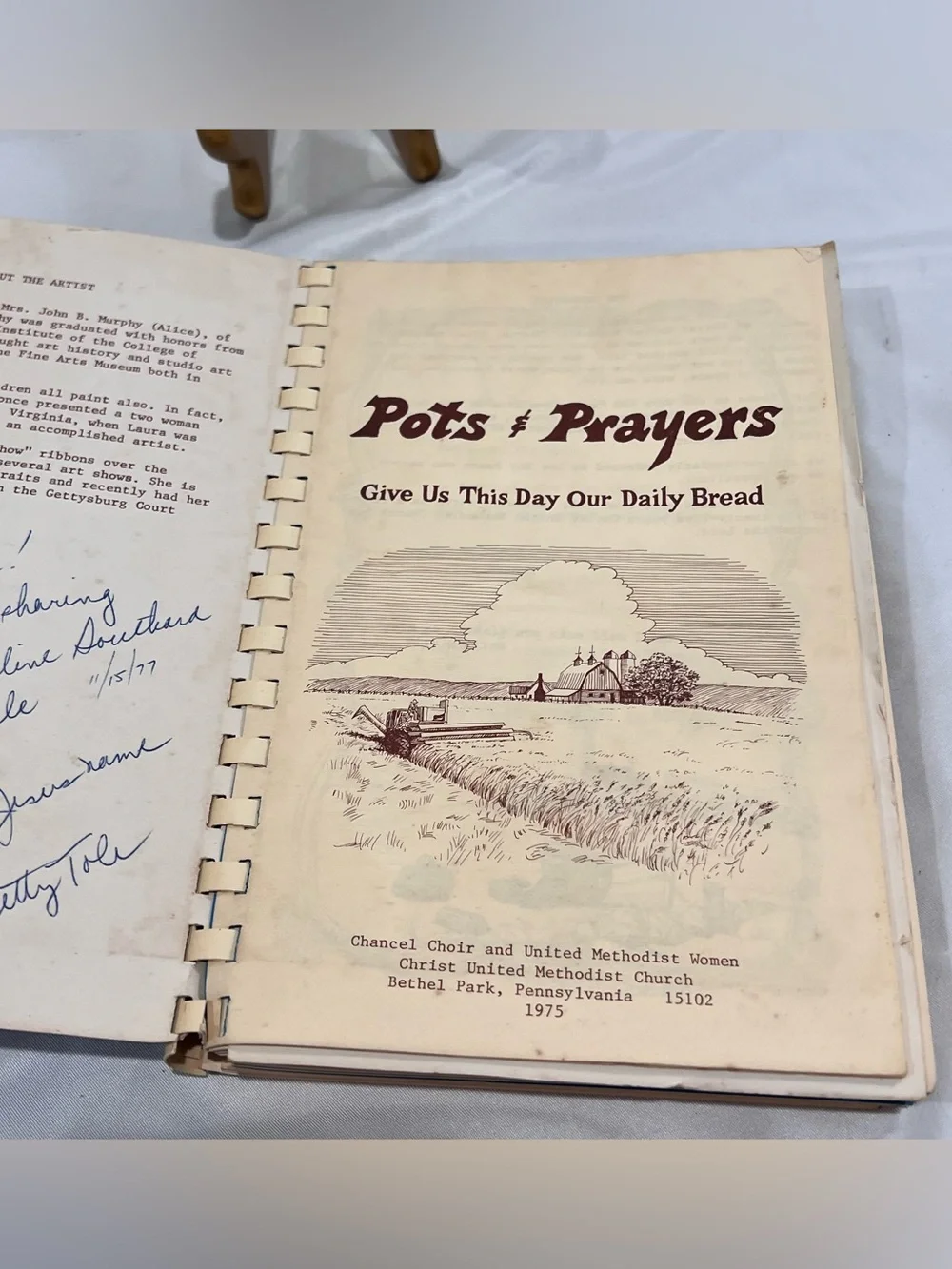 1975 Pots & Prayers Vintage Church Cookbook Bethel Park PA